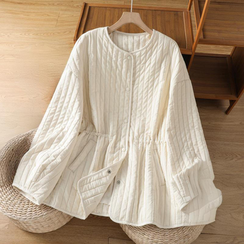 Buddha Stonesレディース 無地 クルーネック ドローストリングデザイン 長袖 コットンジャケット ポケット付き - 象牙 - US14、 UK/AU18、 EU46 (2XL) - image 10