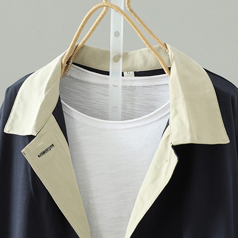 Buddha Stonesの秋のラペルボタンパッチワークデザインレディースコットン長袖コートポケット付き - image 14