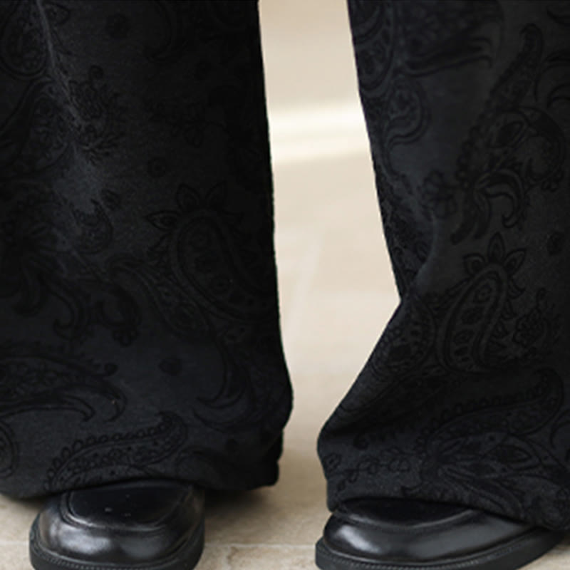 Buddha Stonesジャカード ペイズリー柄 レディース ワイドレッグ サーマル フリース裏地 コットンパンツ ポケット付き - image 13