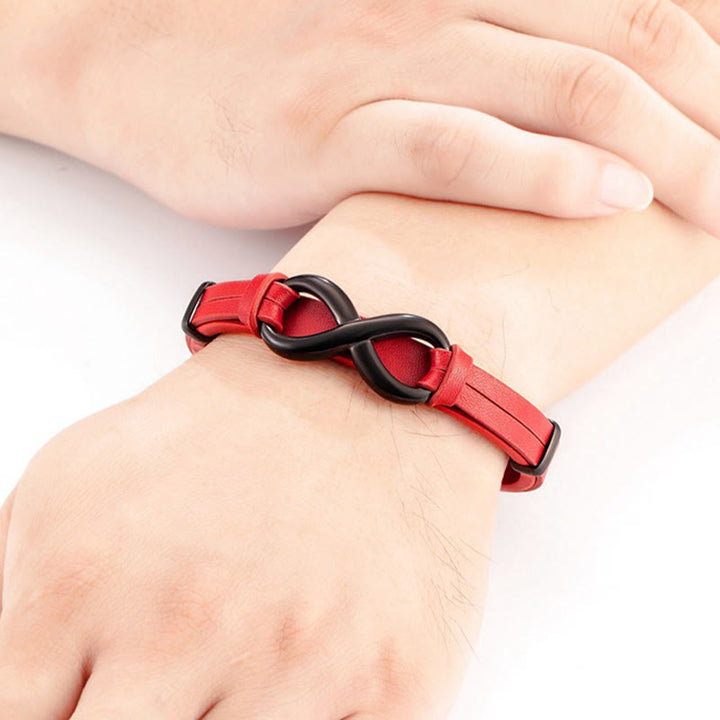 Buddha Stones無限デザインチタン鋼多色レザー強化ブレスレット - image 16