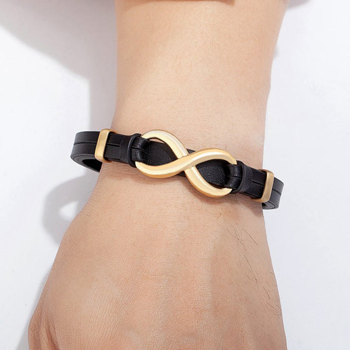 Buddha Stones無限デザインチタン鋼多色レザー強化ブレスレット - image 2