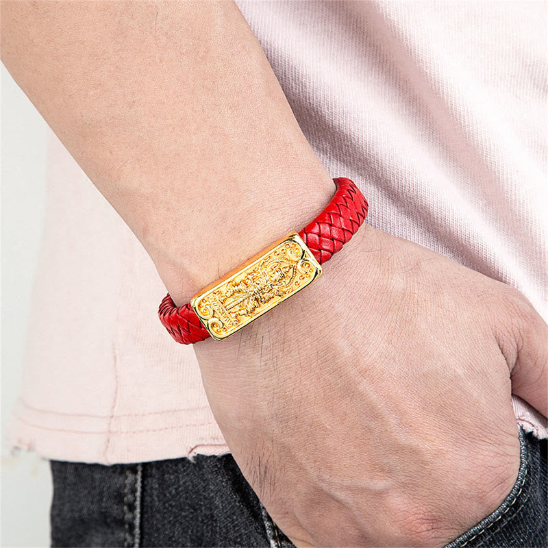 Buddha Stones仏陀のシンボル チタン鋼 レザー 強化ブレスレット - image 8