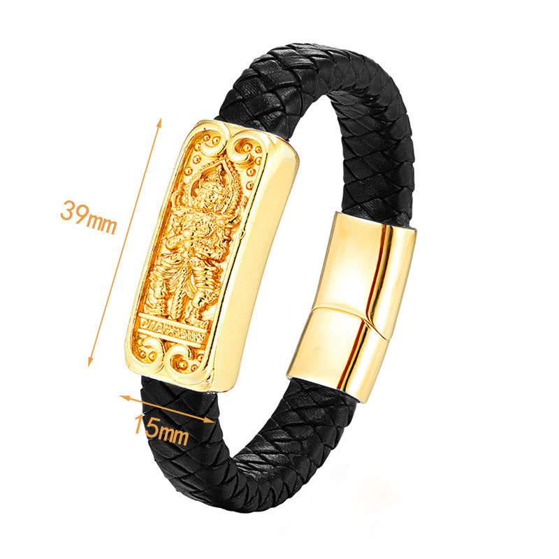 Buddha Stones仏陀のシンボル チタン鋼 レザー 強化ブレスレット - image 2