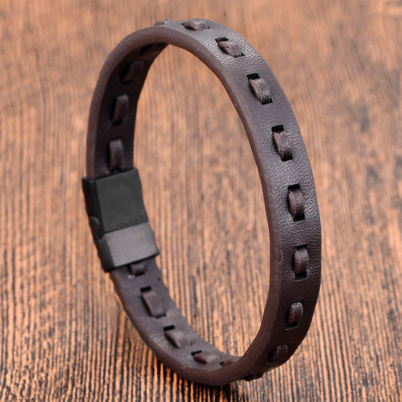 Buddha Stonesチタンスチールバックル 多層編みレザー カームブレスレット - image 7