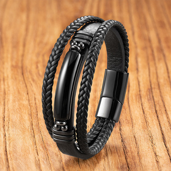 Buddha Stonesヘマタイト ラズライト ラピスラズリ ブラック グリッターストーン ピンククリスタル チタンスチール レザー 強化ブレスレット - ブラックオニキス - 18～22cm - image 14