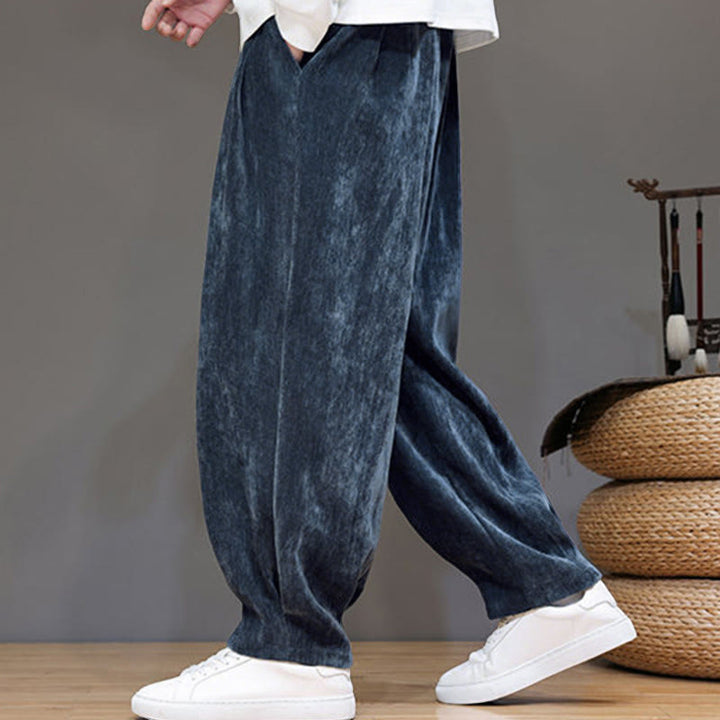 Buddha Stones冬用 純色 コットン メンズ ハーレム 厚手 裏起毛 ポケット付きパンツ - image 2