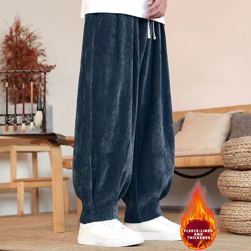 Buddha Stones冬用 純色 コットン メンズ ハーレム 厚手 裏起毛 ポケット付きパンツ - ミッドナイトブルー（フリース裏地付き） - US/UK/AU46、 EU56 (5XL) - image 24