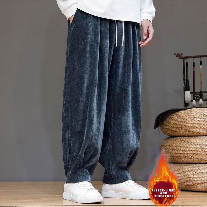 Buddha Stones冬用 純色 コットン メンズ ハーレム 厚手 裏起毛 ポケット付きパンツ - image 26