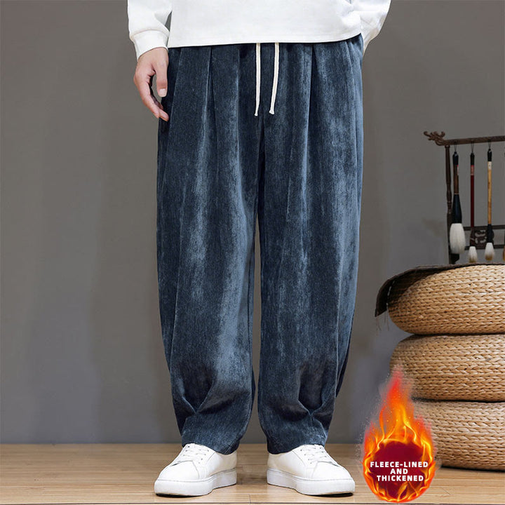Buddha Stones冬用 純色 コットン メンズ ハーレム 厚手 裏起毛 ポケット付きパンツ - image 25