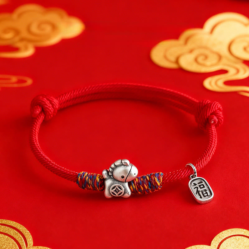 Buddha Stones999 スターリングシルバー 馬年福字 幸運を引き寄せる幸運繁栄ロープ幸運ブレスレット - image 10