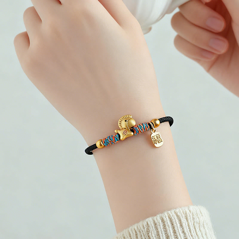 Buddha Stones999 スターリングシルバー 馬年福キャラクターチャーム カラフルストリングロープ幸運ブレスレット - image 13