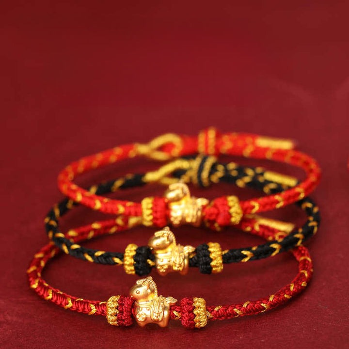 Buddha Stones999ゴールド 午年 編み紐 幸運 調節可能ブレスレット - image 22