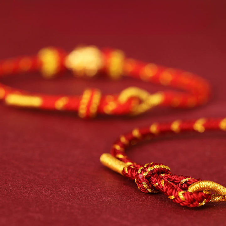 Buddha Stones999ゴールド 午年 編み紐 幸運 調節可能ブレスレット - image 3