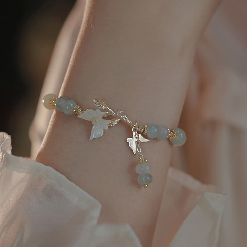 Buddha Stonesバタフライチャーム 和田翡翠 調節可能チェーン豊かさブレスレット - image 2