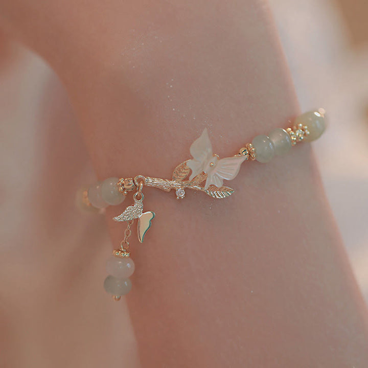 Buddha Stonesバタフライチャーム 和田翡翠 調節可能チェーン豊かさブレスレット - image 4