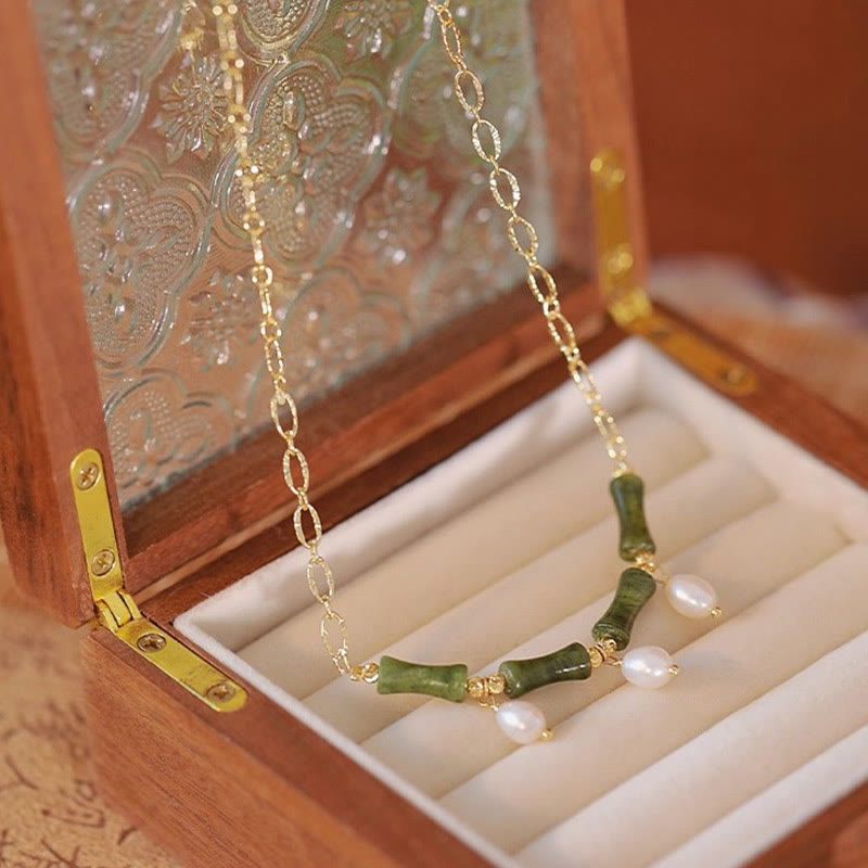 Buddha Stones天山翡翠 竹真珠 豊穣 富のネックレスペンダント - image 0