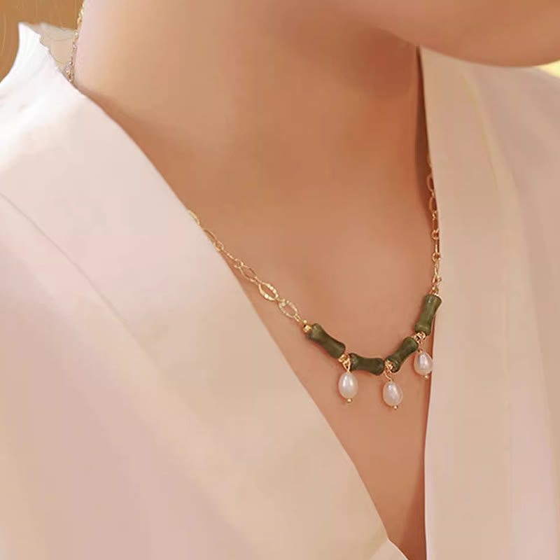 Buddha Stones天山翡翠 竹真珠 豊穣 富のネックレスペンダント - image 8