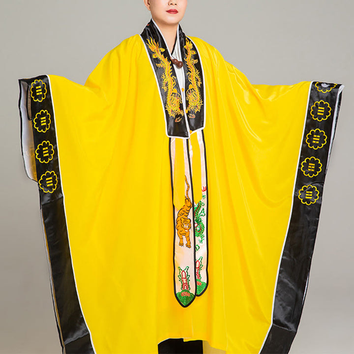 Buddha Stones武当山刺繍龍虎長袖ユニセックス道教ローブ着物気功儀式用 - 黄色 - 2XL- 米国/UK/AU/ EUのXLに適合 - image 6