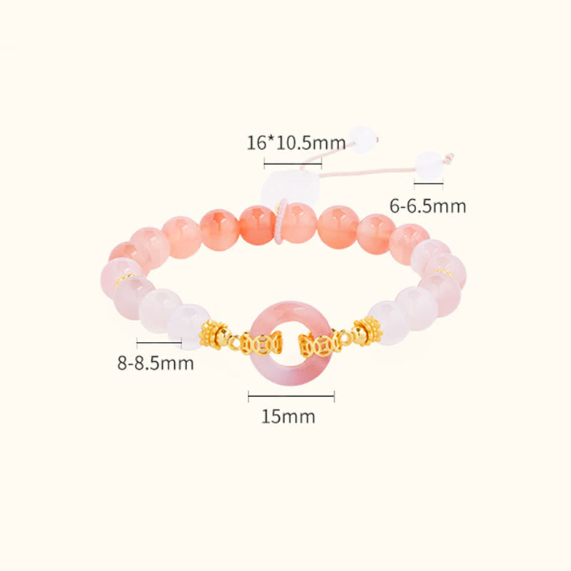 Buddha Stones 925スターリングシルバー レッドアゲート ホワイトカルセドニー平和のお守りチャームコンフィデンスブレスレット - image 3