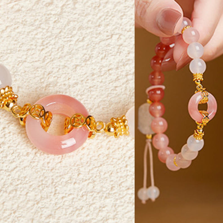 Buddha Stones 925スターリングシルバー レッドアゲート ホワイトカルセドニー平和のお守りチャームコンフィデンスブレスレット - image 8