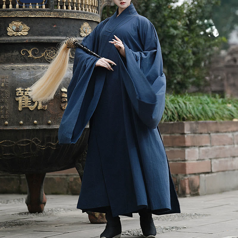 Buddha Stones秋冬 武当 伝統 太極拳 武術 儀式 リネン 長袖 ユニセックス 道教 ロングローブ - image 4