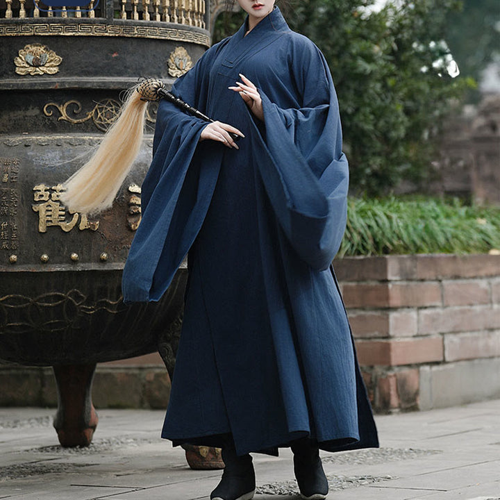 Buddha Stones秋冬 武当 伝統 太極拳 武術 儀式 リネン 長袖 ユニセックス 道教 ロングローブ - image 4