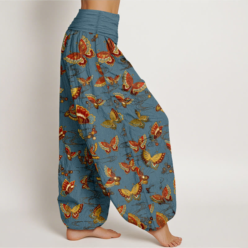 Buddha Stonesコットン カラフル バタフライ柄 レディース 伸縮性ウエスト ハーレムパンツ - image 7