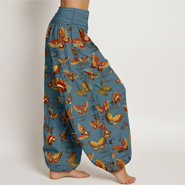 Buddha Stonesコットン カラフル バタフライ柄 レディース 伸縮性ウエスト ハーレムパンツ - image 7