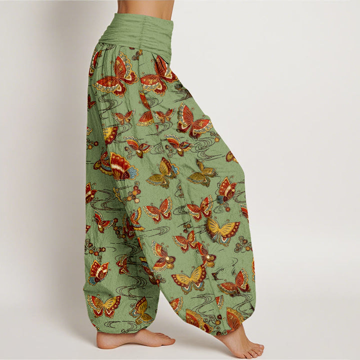 Buddha Stonesコットン カラフル バタフライ柄 レディース 伸縮性ウエスト ハーレムパンツ - image 10