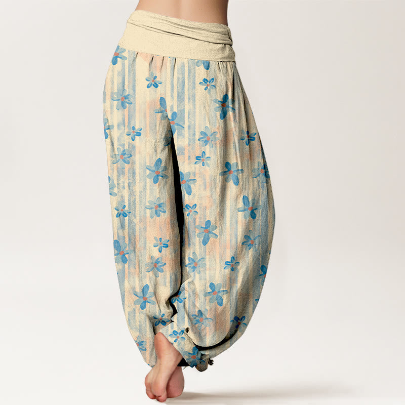 Buddha Stonesコットンシンプルスタイル花柄レディース伸縮性ウエストハーレムパンツ - image 1