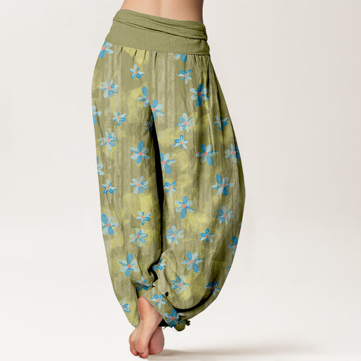 Buddha Stonesコットンシンプルスタイル花柄レディース伸縮性ウエストハーレムパンツ - image 6