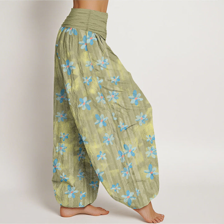 Buddha Stonesコットンシンプルスタイル花柄レディース伸縮性ウエストハーレムパンツ - image 7