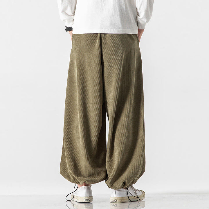 Buddha Stones秋冬 レースアップ 漢字刺繍 メンズ コーデュロイパンツ ポケット付き - image 10