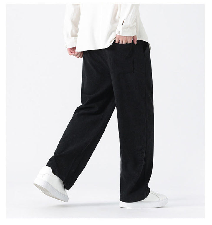 Buddha Stones秋冬 無地 フロッグボタン メンズ ドローストリング コーデュロイ ストレートレッグパンツ ポケット付き - image 15