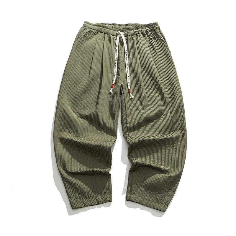 Buddha Stones秋冬 無地 ドローストリング メンズ アンクル丈 ハーレムパンツ ポケット付き - image 8