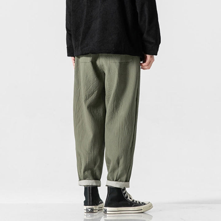 Buddha Stones秋冬 無地 ドローストリング メンズ アンクル丈 ハーレムパンツ ポケット付き - image 4