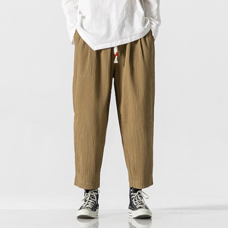 Buddha Stones秋冬 無地 ドローストリング メンズ アンクル丈 ハーレムパンツ ポケット付き - image 16