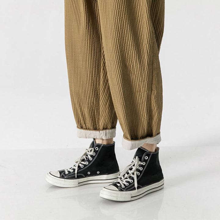 Buddha Stones秋冬 無地 ドローストリング メンズ アンクル丈 ハーレムパンツ ポケット付き - image 20