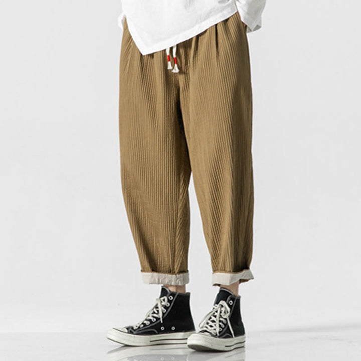 Buddha Stones秋冬 無地 ドローストリング メンズ アンクル丈 ハーレムパンツ ポケット付き - image 15