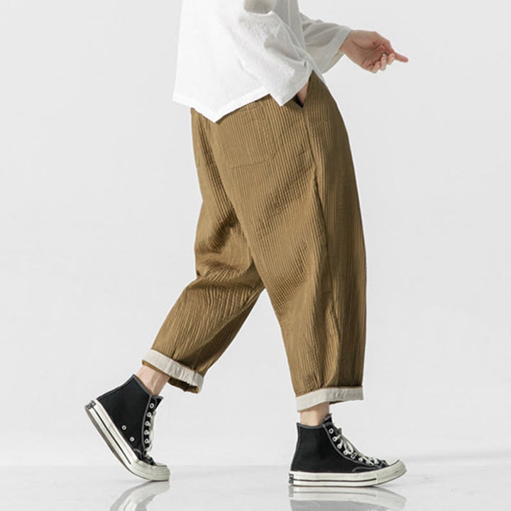 Buddha Stones秋冬 無地 ドローストリング メンズ アンクル丈 ハーレムパンツ ポケット付き - image 14