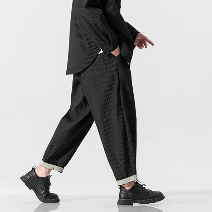 Buddha Stones秋冬 無地 ドローストリング メンズ アンクル丈 ハーレムパンツ ポケット付き - image 27