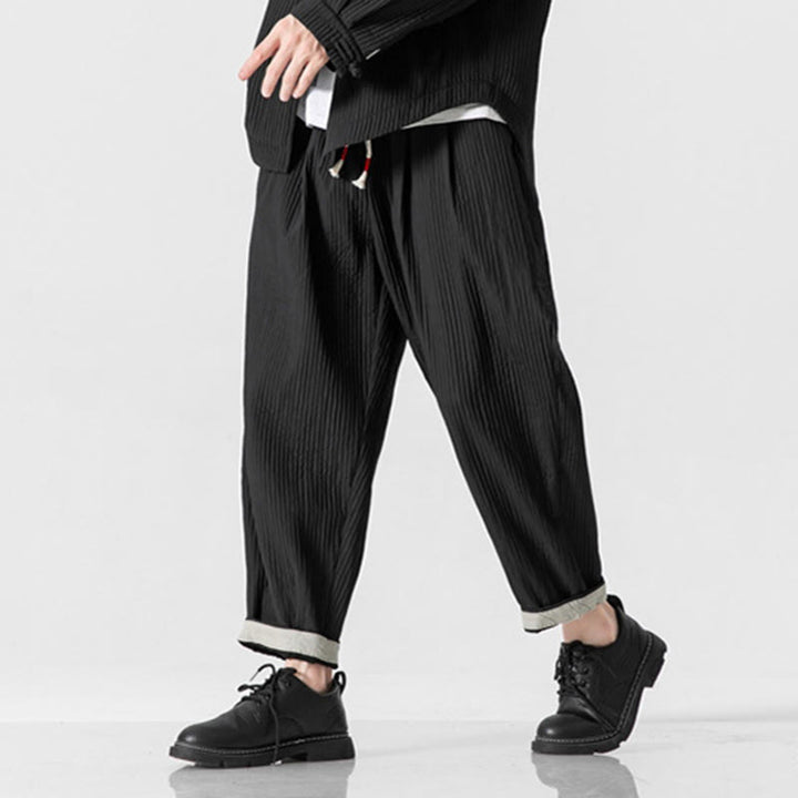 Buddha Stones秋冬 無地 ドローストリング メンズ アンクル丈 ハーレムパンツ ポケット付き - image 28