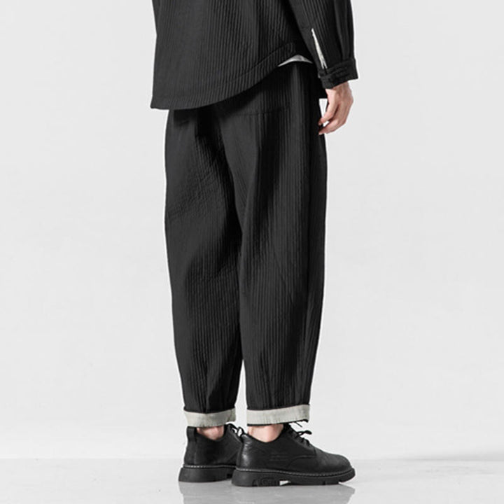 Buddha Stones秋冬 無地 ドローストリング メンズ アンクル丈 ハーレムパンツ ポケット付き - image 26