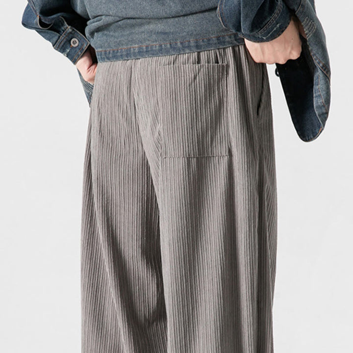 Buddha Stones秋冬 メンズ ピュアカラー ボタンデザイン コットン ストレートレッグパンツ ポケット付き - image 12