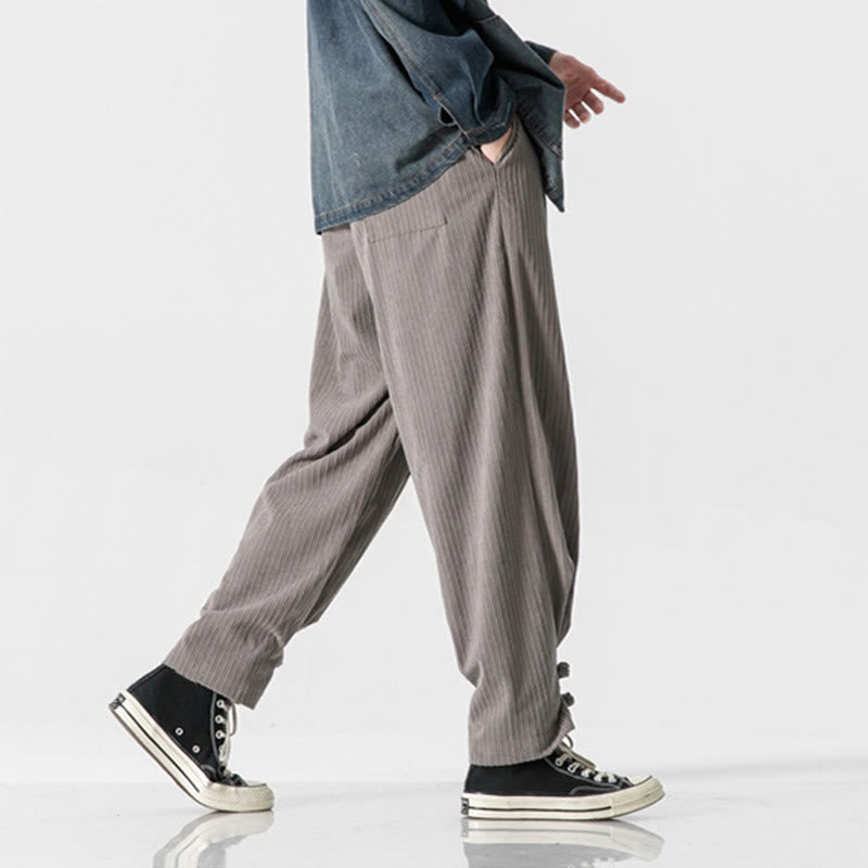 Buddha Stones秋冬 メンズ ピュアカラー ボタンデザイン コットン ストレートレッグパンツ ポケット付き - image 6