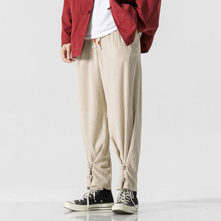 Buddha Stones秋冬 メンズ ピュアカラー ボタンデザイン コットン ストレートレッグパンツ ポケット付き - image 16