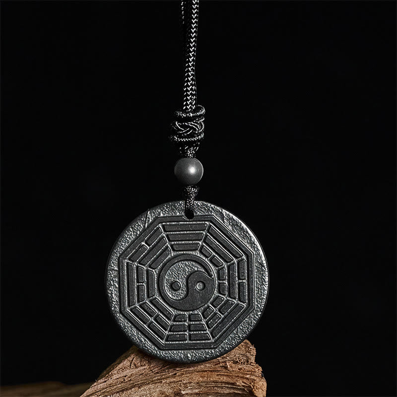 Buddha Stonesのシュンガイト石陰陽八卦守護ネックレスペンダント - image 2