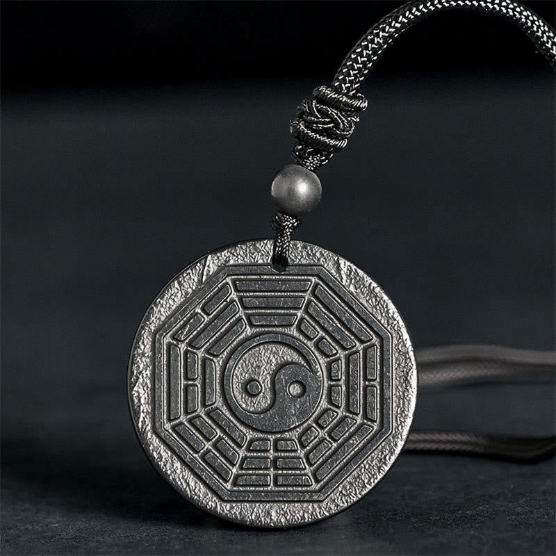 Buddha Stonesのシュンガイト石陰陽八卦守護ネックレスペンダント - シュンガイト石（保護♥グラウンディング） - 35-40mm - image 0