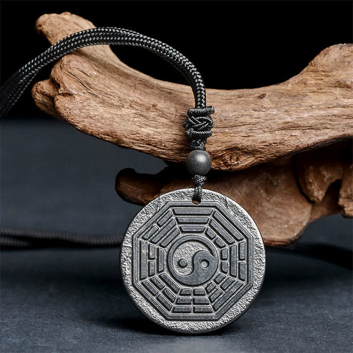 Buddha Stonesのシュンガイト石陰陽八卦守護ネックレスペンダント - image 1