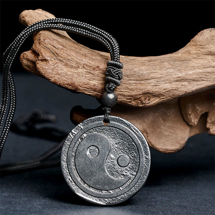 Buddha Stones天然 本物 シュンガイト 彫刻陰陽守護 ネックレス ペンダント - image 1